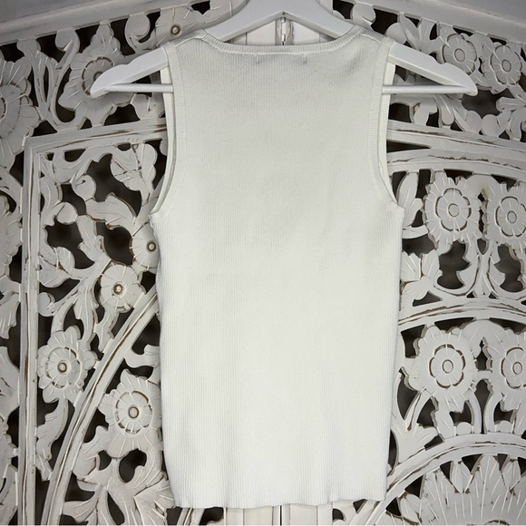 White Ribbed Sweater Tank Top - Picture 3 of 4